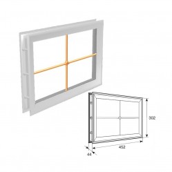 Окно акриловое 452х302 белое с раскладкой крест для панелей со структурой "филенка"(DH85627)